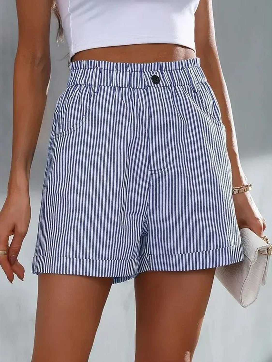 High Waist Striped Shorts