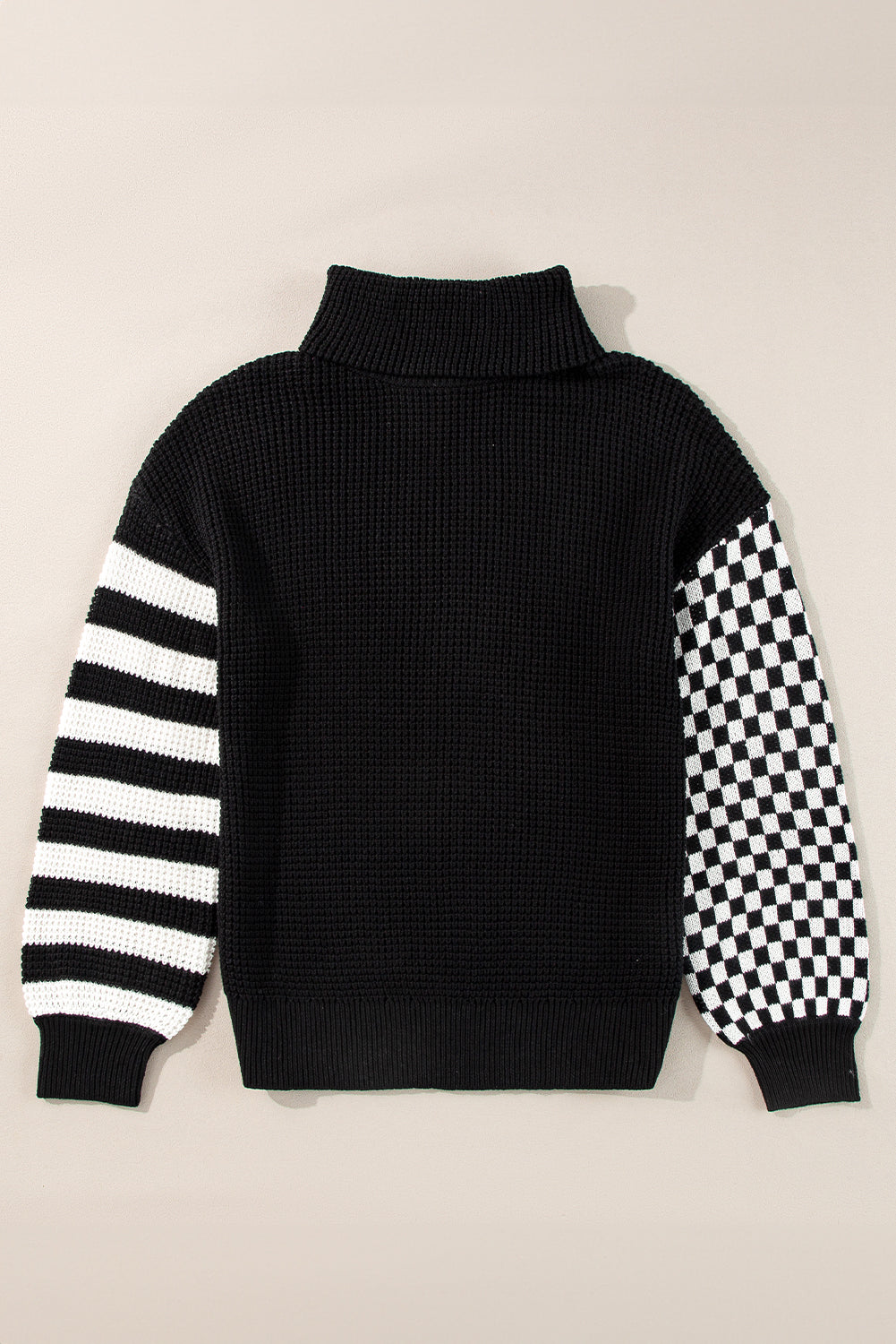 Striped & Checkered  Dropped Shoulder Sweater