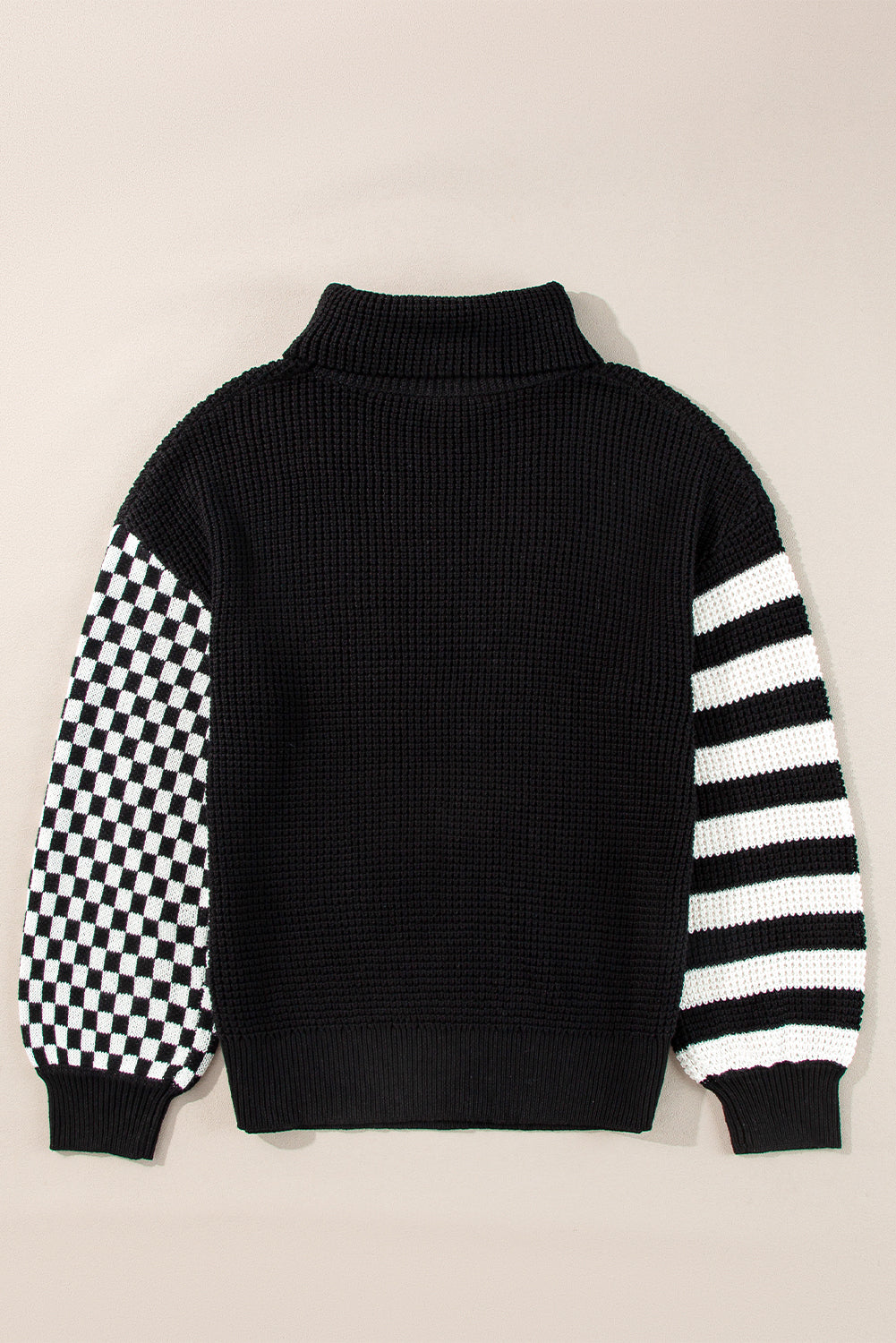 Striped & Checkered  Dropped Shoulder Sweater