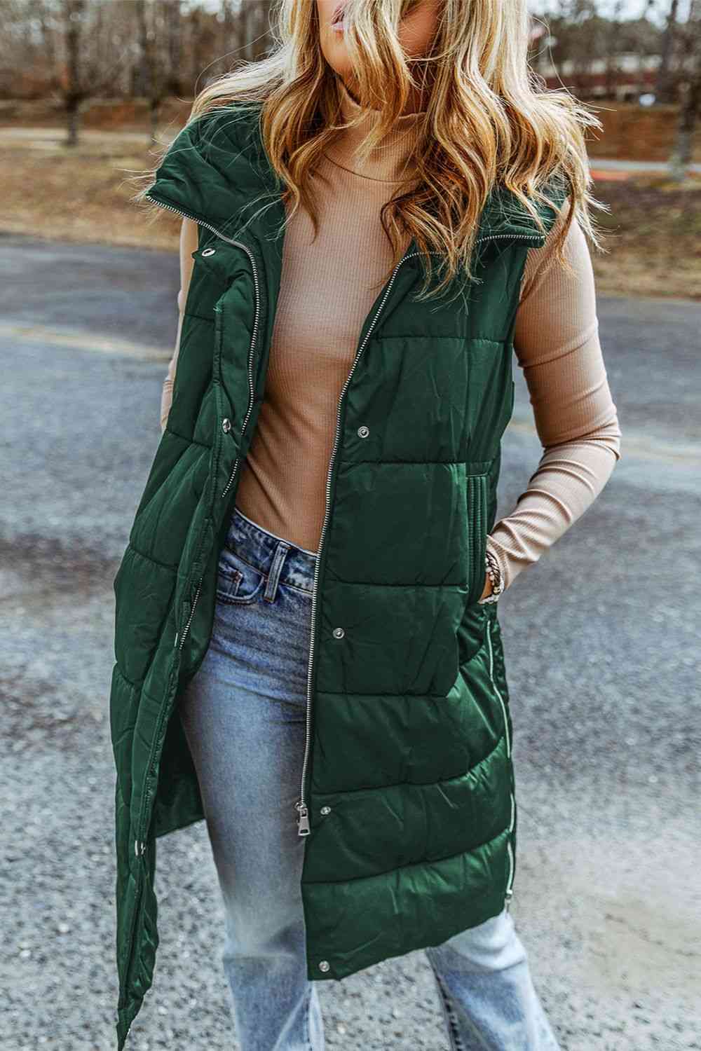 Hooded Sleeveless Puffer Vest - p9nstyle