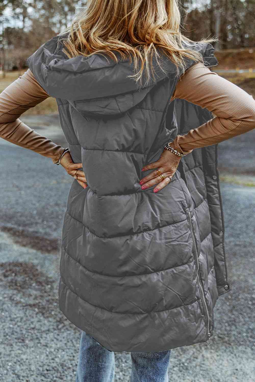 Hooded Sleeveless Puffer Vest - p9nstyle