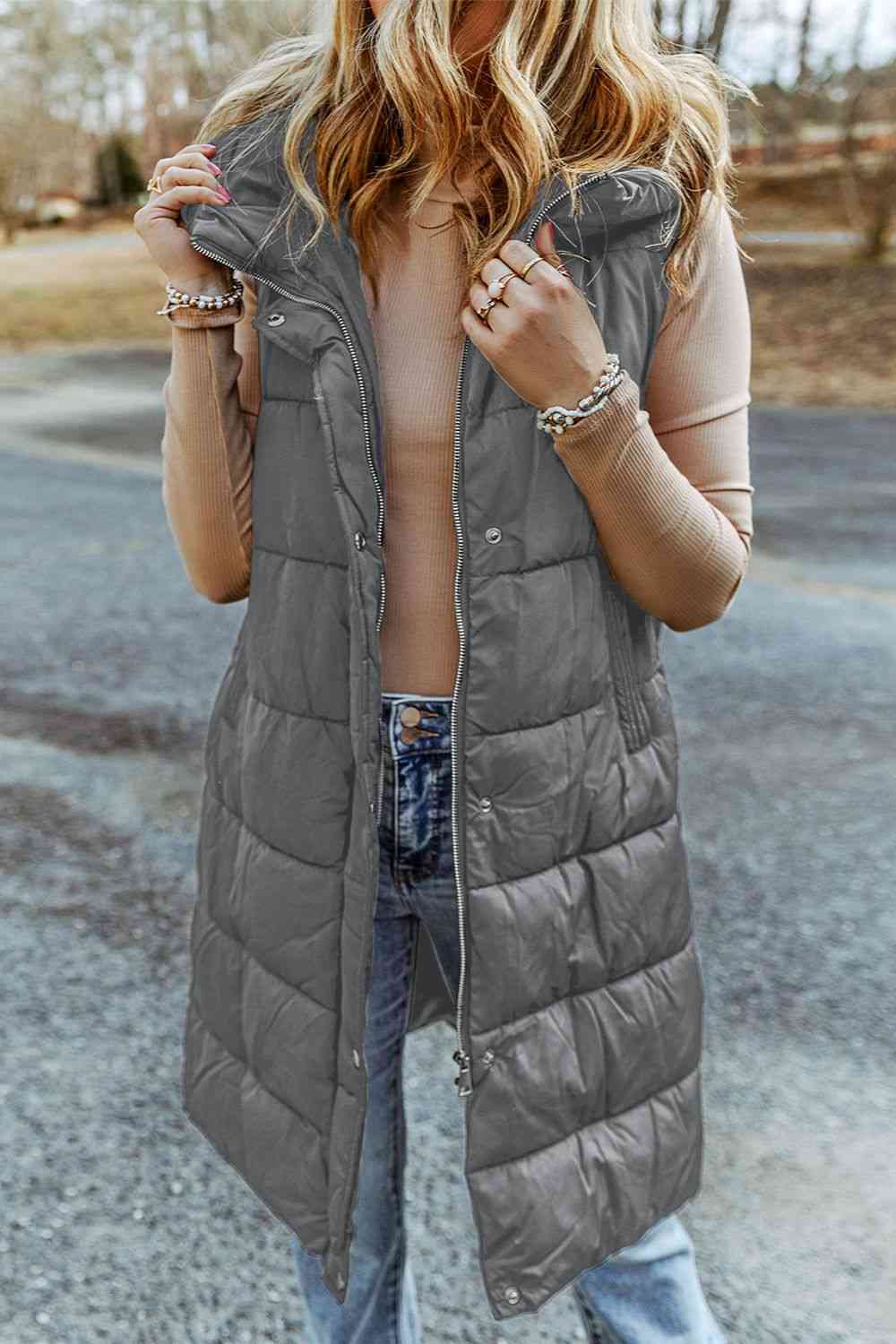 Hooded Sleeveless Puffer Vest - p9nstyle