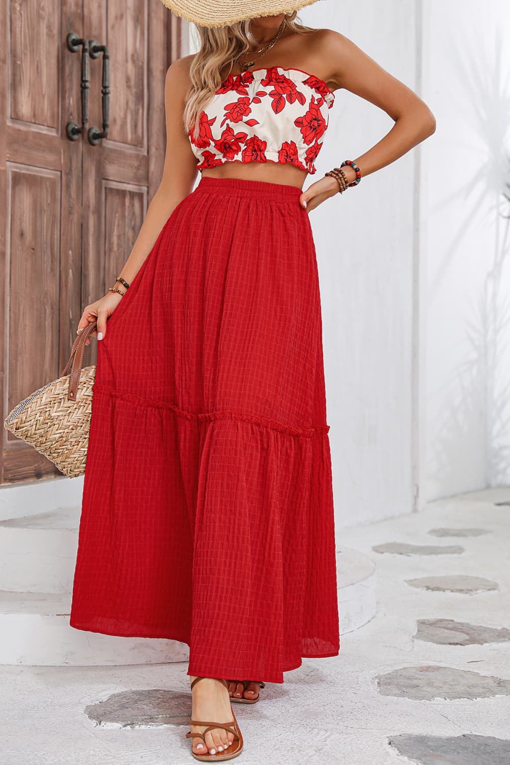 Floral Tube Top and Maxi Skirt Set - p9nstyle