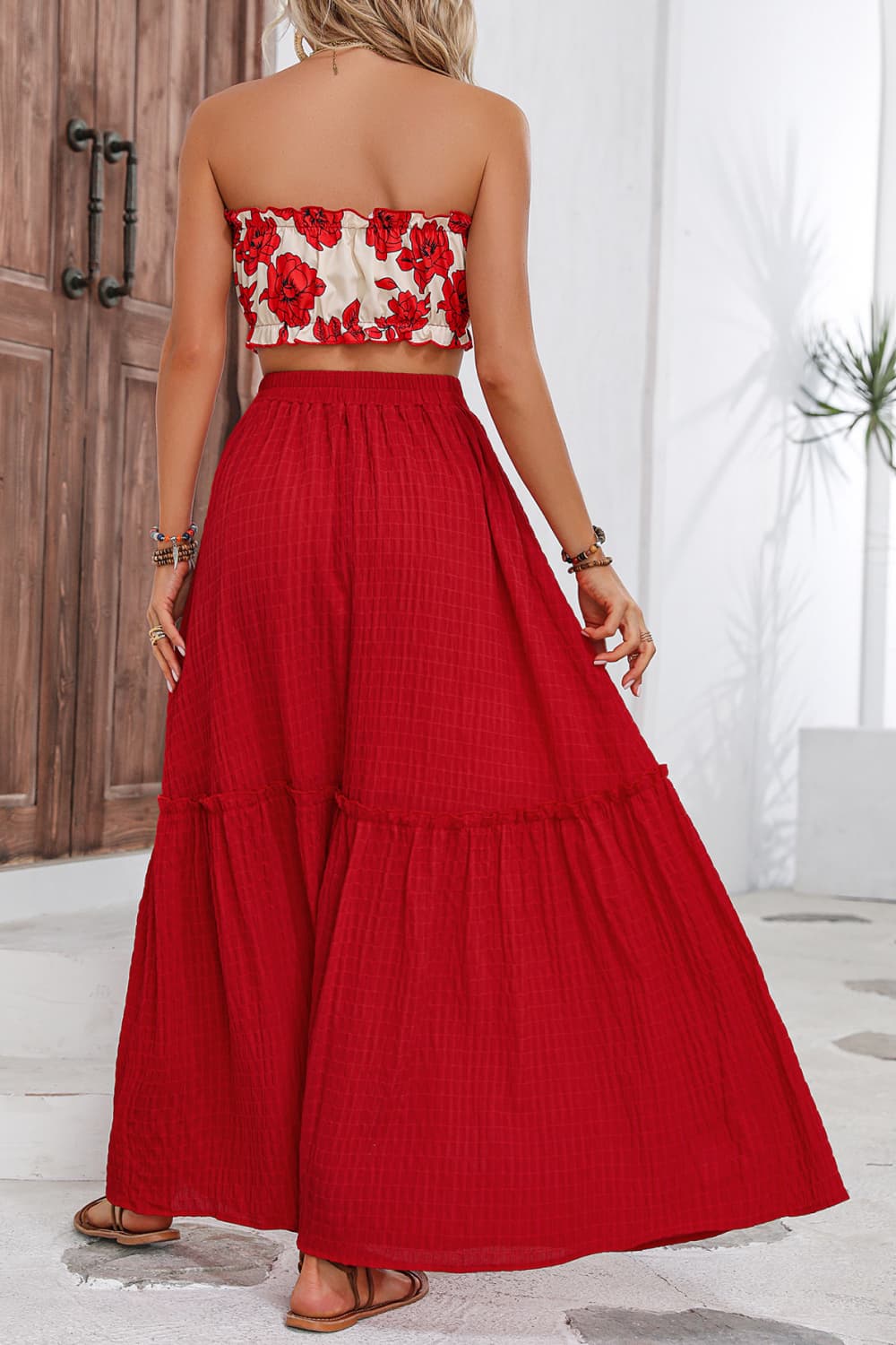 Floral Tube Top and Maxi Skirt Set - p9nstyle