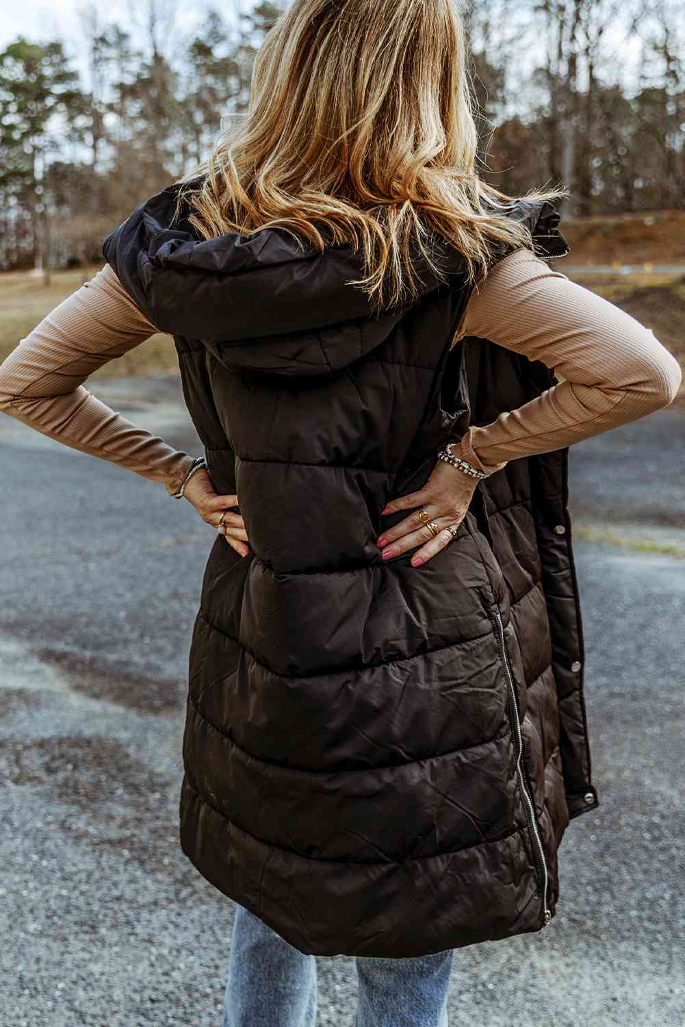 Hooded Sleeveless Puffer Vest - p9nstyle